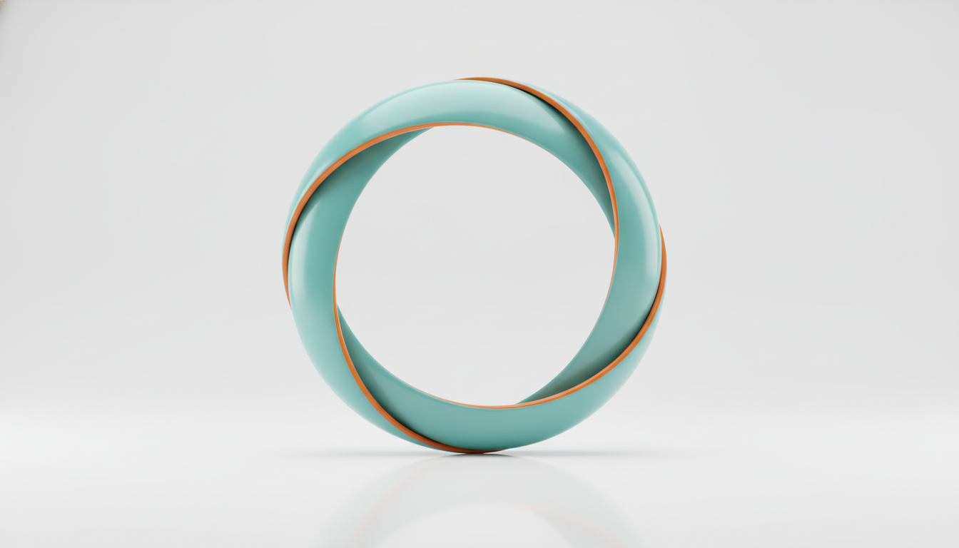 Abstract teal and orange ribbon forming a continuous loop — representing the replenishment cycle